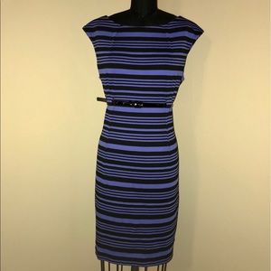 Calvin Klein blue and black striped dress.
